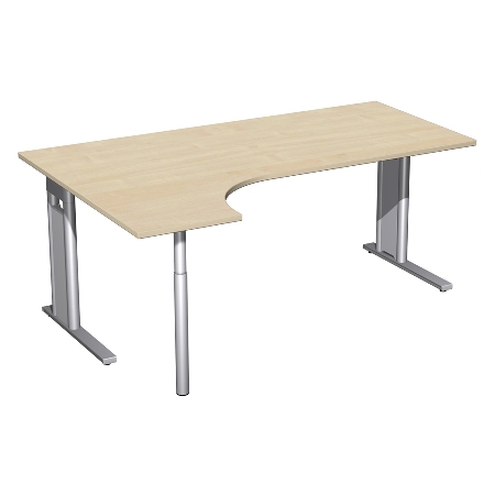Geramöbel Schreibtisch 648324 C-Fuß PRO PC links feste Höhe (BxTxH) 180x120x72 Buche/Silber