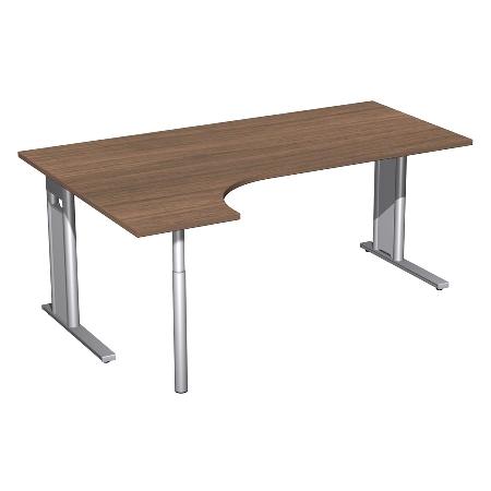 Geramöbel Schreibtisch 648324 C-Fuß PRO PC links feste Höhe (BxTxH) 180x120x72 Buche/Silber