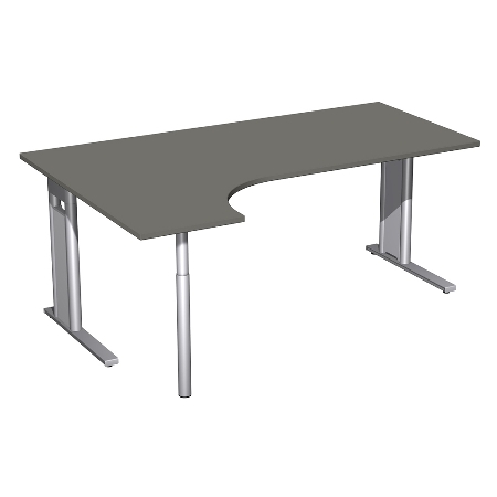 Geramöbel Schreibtisch 648324 C-Fuß PRO PC links feste Höhe (BxTxH) 180x120x72 Buche/Silber
