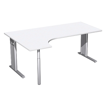 Geramöbel Schreibtisch 648324 C-Fuß PRO PC links feste Höhe (BxTxH) 180x120x72 Buche/Silber