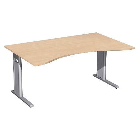 Geramöbel Schreibtisch 648336 ERGOform C-Fuß PRO feste Höhe (BxTxH) 160x100x72 Ahorn/Silber