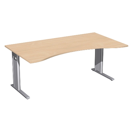 Geramöbel Schreibtisch 648338 ERGOform C-Fuß PRO feste Höhe (BxTxH) 200x100x72 Ahorn/Silber