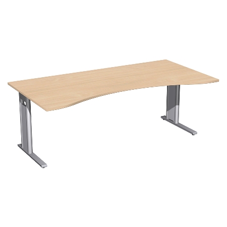 Geramöbel Schreibtisch 648338 ERGOform C-Fuß PRO feste Höhe (BxTxH) 200x100x72 Ahorn/Silber