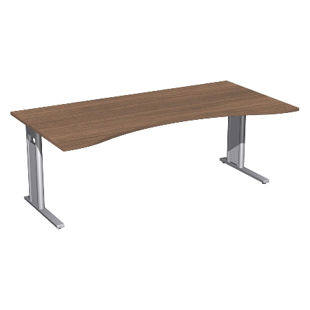 Geramöbel Schreibtisch 648338 ERGOform C-Fuß PRO feste Höhe (BxTxH) 200x100x72 Ahorn/Silber