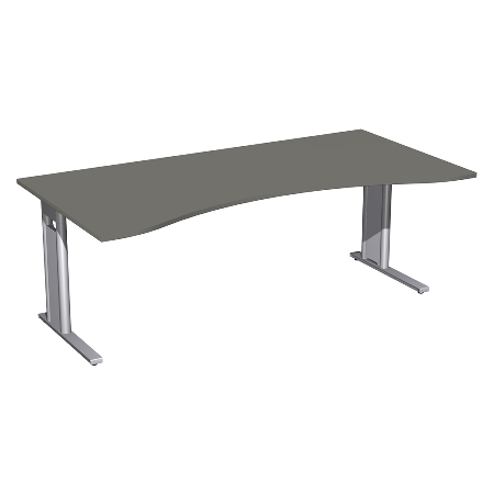 Geramöbel Schreibtisch 648338 ERGOform C-Fuß PRO feste Höhe (BxTxH) 200x100x72 Ahorn/Silber