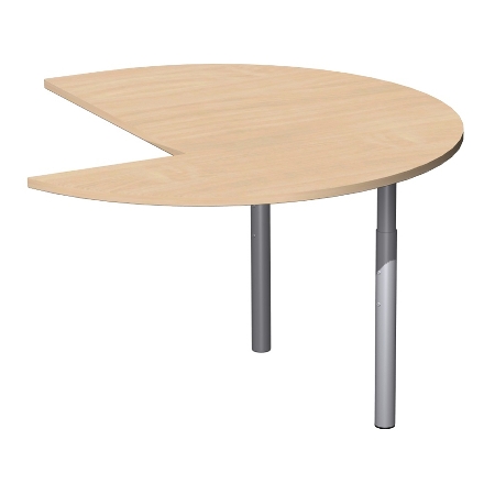Geramöbel Anbautisch 657011 4-Fuß PRO Dreiviertelkreis links (BxT) 120x120cm höhenverstellbar 68-82cm Ahorn/Silber