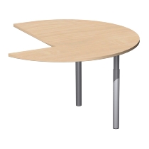 Geramöbel Anbautisch 657011 4-Fuß PRO Dreiviertelkreis links (BxT) 120x120cm höhenverstellbar 68-82cm Ahorn/Silber