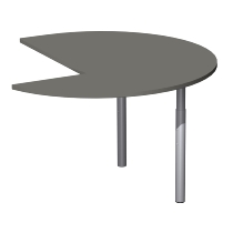 Geramöbel Anbautisch 657011 4-Fuß PRO Dreiviertelkreis links (BxT) 120x120cm höhenverstellbar 68-82cm Ahorn/Silber
