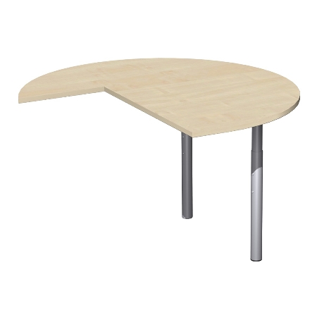 Geramöbel Anbautisch 657011 4-Fuß PRO Dreiviertelkreis links (BxT) 120x120cm höhenverstellbar 68-82cm Ahorn/Silber