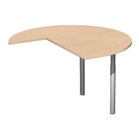 Geramöbel Anbautisch 657011 4-Fuß PRO Dreiviertelkreis links (BxT) 120x120cm höhenverstellbar 68-82cm Ahorn/Silber
