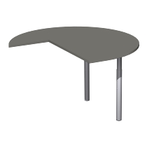 Geramöbel Anbautisch 657011 4-Fuß PRO Dreiviertelkreis links (BxT) 120x120cm höhenverstellbar 68-82cm Ahorn/Silber