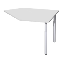 Geramöbel Anbautisch 657005 4-Fuß PRO Winkel 135° links (BxT) 106x122,5cm höhenverstellbar 68-82cm Ahorn/Silber