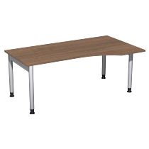 Geramöbel 657311 Schreibtisch 4-Fuß PRO Freiform PC rechts höhenverstellbar 68-82cm (BxT) 160x100cm Buche/Silber 