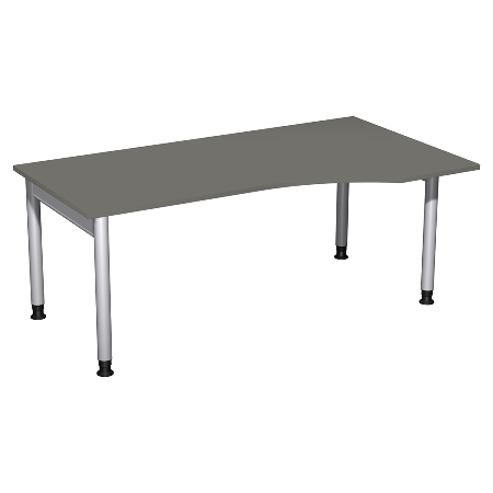 Geramöbel 657311 Schreibtisch 4-Fuß PRO Freiform PC rechts höhenverstellbar 68-82cm (BxT) 160x100cm Buche/Silber 