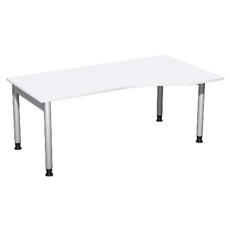 Geramöbel 657311 Schreibtisch 4-Fuß PRO Freiform PC rechts höhenverstellbar 68-82cm (BxT) 160x100cm Buche/Silber 