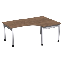 Geramöbel 657309 Schreibtisch 4-Fuß PRO Freiform PC rechts höhenverstellbar 68-82cm (BxT) 180x120/80cm Buche/Silber 