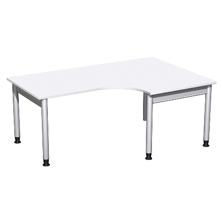 Geramöbel 657309 Schreibtisch 4-Fuß PRO Freiform PC rechts höhenverstellbar 68-82cm (BxT) 180x120/80cm Buche/Silber 