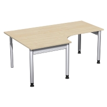 Geramöbel 657310 Schreibtisch 4-Fuß PRO Freiform PC links höhenverstellbar 68-82cm (BxT) 180x120/80cm Buche/Silber 