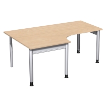 Geramöbel 657310 Schreibtisch 4-Fuß PRO Freiform PC links höhenverstellbar 68-82cm (BxT) 180x120/80cm Buche/Silber 