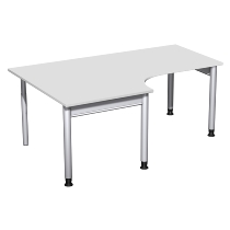 Geramöbel 657310 Schreibtisch 4-Fuß PRO Freiform PC links höhenverstellbar 68-82cm (BxT) 180x120/80cm Buche/Silber 
