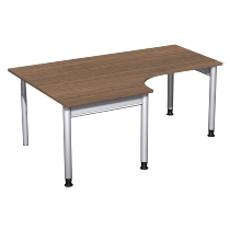 Geramöbel 657310 Schreibtisch 4-Fuß PRO Freiform PC links höhenverstellbar 68-82cm (BxT) 180x120/80cm Buche/Silber 