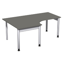 Geramöbel 657310 Schreibtisch 4-Fuß PRO Freiform PC links höhenverstellbar 68-82cm (BxT) 180x120/80cm Buche/Silber 