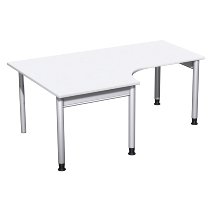 Geramöbel 657310 Schreibtisch 4-Fuß PRO Freiform PC links höhenverstellbar 68-82cm (BxT) 180x120/80cm Buche/Silber 