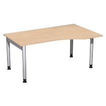 Geramöbel 657311 Schreibtisch 4-Fuß PRO Freiform PC rechts höhenverstellbar 68-82cm (BxT) 160x100cm Buche/Silber 