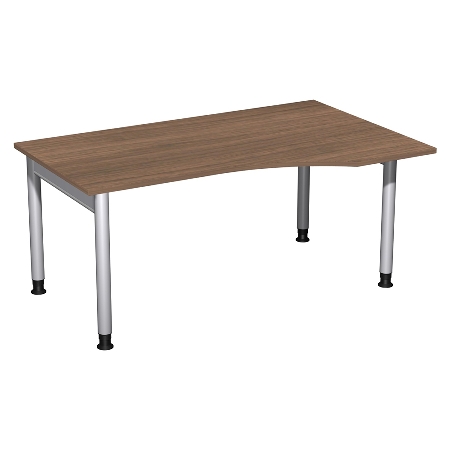 Geramöbel 657311 Schreibtisch 4-Fuß PRO Freiform PC rechts höhenverstellbar 68-82cm (BxT) 160x100cm Buche/Silber 