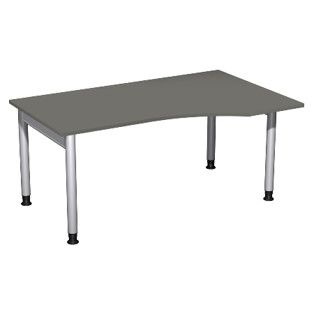 Geramöbel 657311 Schreibtisch 4-Fuß PRO Freiform PC rechts höhenverstellbar 68-82cm (BxT) 160x100cm Buche/Silber 