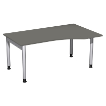 Geramöbel 657311 Schreibtisch 4-Fuß PRO Freiform PC rechts höhenverstellbar 68-82cm (BxT) 160x100cm Buche/Silber 