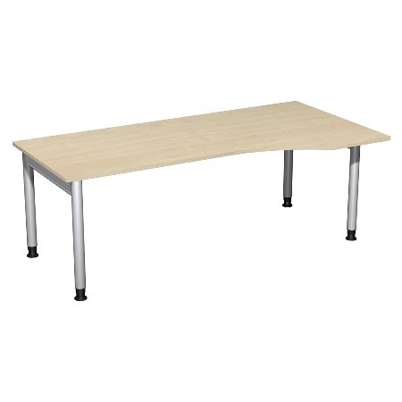 Geramöbel 657311 Schreibtisch 4-Fuß PRO Freiform PC rechts höhenverstellbar 68-82cm (BxT) 160x100cm Buche/Silber 