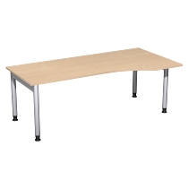 Geramöbel 657311 Schreibtisch 4-Fuß PRO Freiform PC rechts höhenverstellbar 68-82cm (BxT) 160x100cm Buche/Silber 
