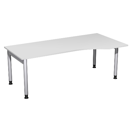 Geramöbel 657311 Schreibtisch 4-Fuß PRO Freiform PC rechts höhenverstellbar 68-82cm (BxT) 160x100cm Buche/Silber 