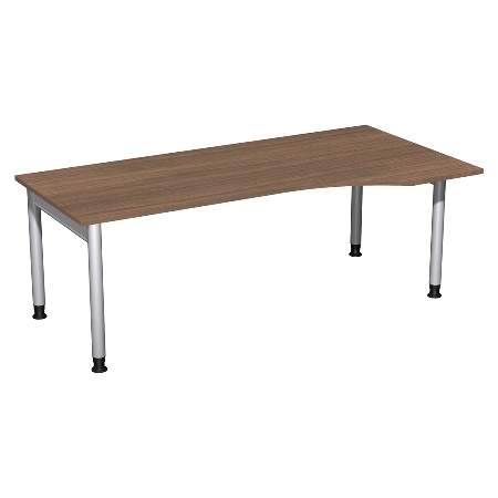 Geramöbel 657311 Schreibtisch 4-Fuß PRO Freiform PC rechts höhenverstellbar 68-82cm (BxT) 160x100cm Buche/Silber 