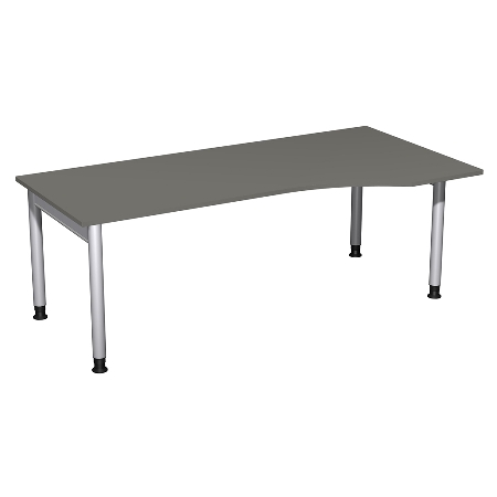 Geramöbel 657311 Schreibtisch 4-Fuß PRO Freiform PC rechts höhenverstellbar 68-82cm (BxT) 160x100cm Buche/Silber 