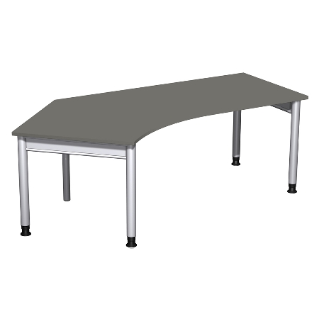 Geramöbel 657315 Schreibtisch 4-Fuß PRO Winkel 135° links höhenverstellbar 68-82cm (BxT) 216.6x113cm Buche/Silber 