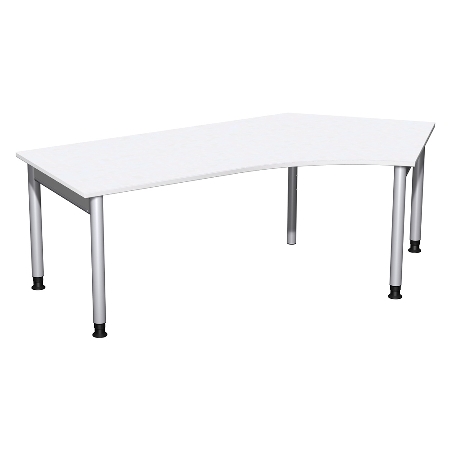 Geramöbel 657316 Schreibtisch 4-Fuß PRO Winkel 135° rechts höhenverstellbar 68-82cm (BxT) 216.6x113cm Buche/Silber 