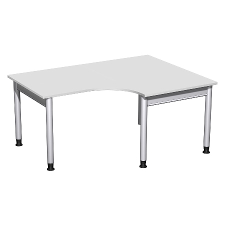 Geramöbel 657309 Schreibtisch 4-Fuß PRO Freiform PC rechts höhenverstellbar 68-82cm (BxT) 180x120/80cm Buche/Silber 