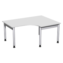 Geramöbel 657309 Schreibtisch 4-Fuß PRO Freiform PC rechts höhenverstellbar 68-82cm (BxT) 180x120/80cm Buche/Silber 