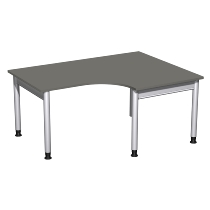Geramöbel 657309 Schreibtisch 4-Fuß PRO Freiform PC rechts höhenverstellbar 68-82cm (BxT) 180x120/80cm Buche/Silber 