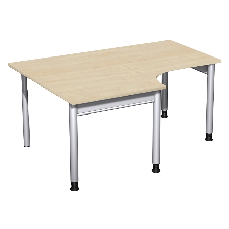 Geramöbel 657310 Schreibtisch 4-Fuß PRO Freiform PC links höhenverstellbar 68-82cm (BxT) 180x120/80cm Buche/Silber 
