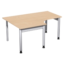 Geramöbel 657310 Schreibtisch 4-Fuß PRO Freiform PC links höhenverstellbar 68-82cm (BxT) 180x120/80cm Buche/Silber 
