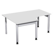 Geramöbel 657310 Schreibtisch 4-Fuß PRO Freiform PC links höhenverstellbar 68-82cm (BxT) 180x120/80cm Buche/Silber 