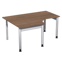 Geramöbel 657310 Schreibtisch 4-Fuß PRO Freiform PC links höhenverstellbar 68-82cm (BxT) 180x120/80cm Buche/Silber 