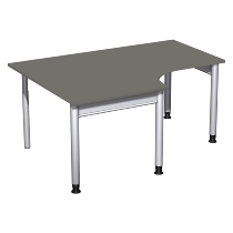 Geramöbel 657310 Schreibtisch 4-Fuß PRO Freiform PC links höhenverstellbar 68-82cm (BxT) 180x120/80cm Buche/Silber 