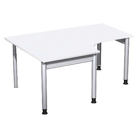 Geramöbel 657310 Schreibtisch 4-Fuß PRO Freiform PC links höhenverstellbar 68-82cm (BxT) 180x120/80cm Buche/Silber 