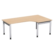 Geramöbel 657309 Schreibtisch 4-Fuß PRO Freiform PC rechts höhenverstellbar 68-82cm (BxT) 180x120/80cm Buche/Silber 
