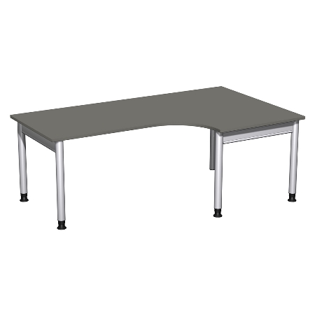 Geramöbel 657309 Schreibtisch 4-Fuß PRO Freiform PC rechts höhenverstellbar 68-82cm (BxT) 180x120/80cm Buche/Silber 