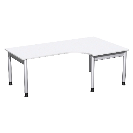 Geramöbel 657309 Schreibtisch 4-Fuß PRO Freiform PC rechts höhenverstellbar 68-82cm (BxT) 180x120/80cm Buche/Silber 